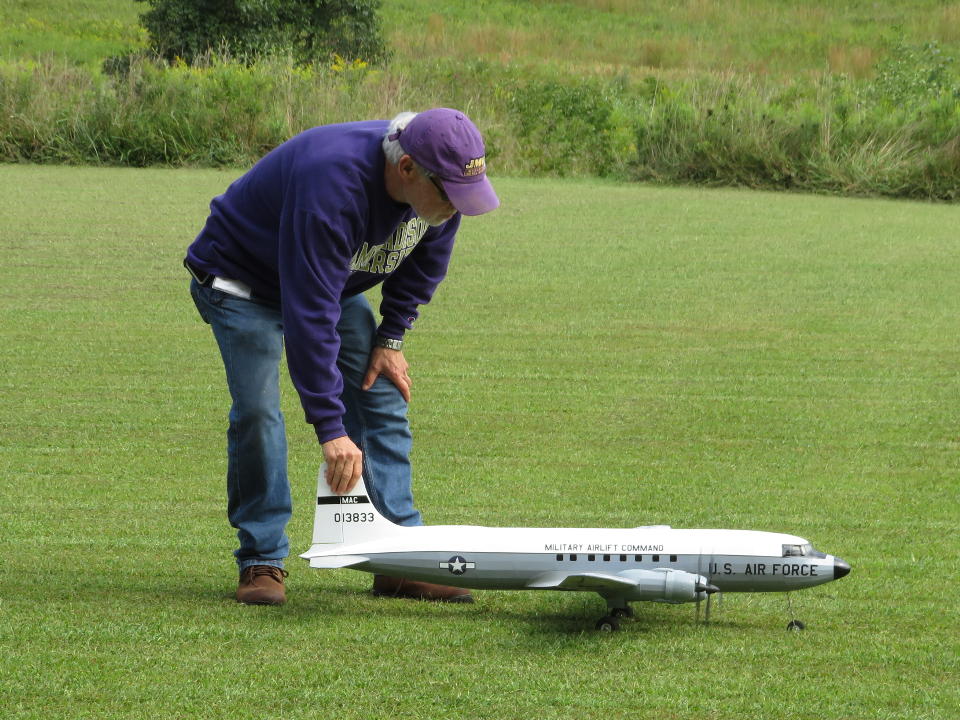 Flying lawnmower tacks off